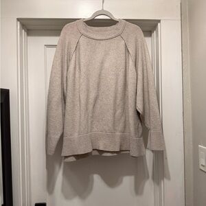 aerie Cozy Crewneck Sweater in Light Cream